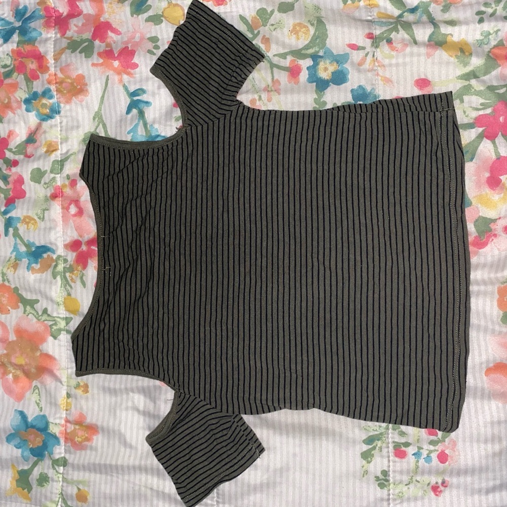 Green and Black Crop Top
